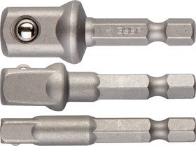 Адаптеры &quot;ЭКСПЕРТ&quot; для торцовых головок, E1/4&quot; - 1/4&quot;, E1/4&quot; - 3/8&quot;, E1/4&quot; - 1/2&quot;, 3 пред Набор ЗУБР