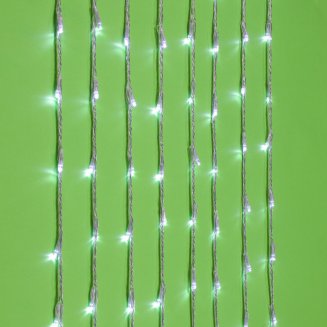 Гирлянда эл. водопад 192LED*белый, 1,2х2м, 8 нитей, ПВХ прозр., 8 реж, коннектор, 220В СНОУ БУМ