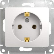 Розетка мех. СУ 1 мест. бел. (пласт. осн., земля) GSL000143 Schneider GLOSSA