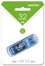 USB накопитель Smartbuy 32GB Glossy series Blue (гарантия 2 недели)