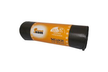 Мешки для мусора 120л (10шт./рул.) особо прочные, ПВД, черные, 40мкм