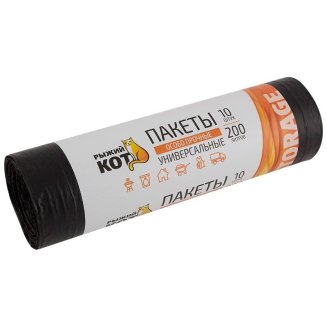 Мешки для мусора 200л (10шт./рул.) особо прочные, ПВД, черные, 30мкм