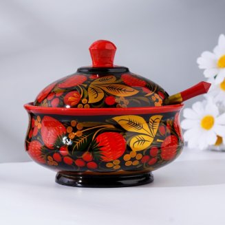 Сахарница с ложкой, 12х11 см, хохлома 7295977