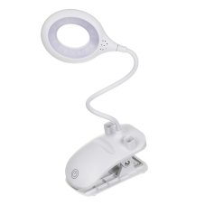 Лампа настольная, 16 LED, питание USB, с зажимом, кабель 1.5м, 1200Lux, аккум.1200мАч, белая FORZA