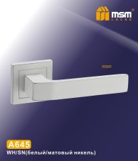 Ручка на квадратной накладке A645 WH/SN