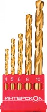 Набор сверл по металлу 4,5,6,8,10 Интерскол