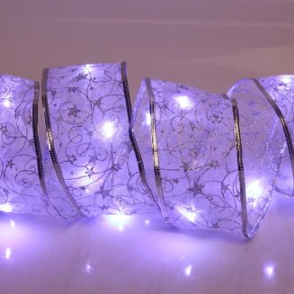 Гирлянда для дома ЛЕНТА ДЕКОРАТИВНАЯ \"Волшебство\" 2,0 м, 6 см, 20 ламп LED (на батарейках), Серебро