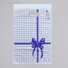 Пакет "Синяя клетка", полиэтиленовый с вырубной ручкой, 22х30 см, 12 мкм 1411042