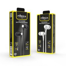 Наушники проводные внутриканальные, гарнитура, карт.коробка FORZA белые