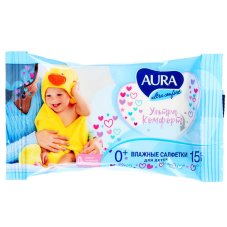 Салфетки влажные для детей AURA ULTRA COMFORT 15шт арт.05155/13398