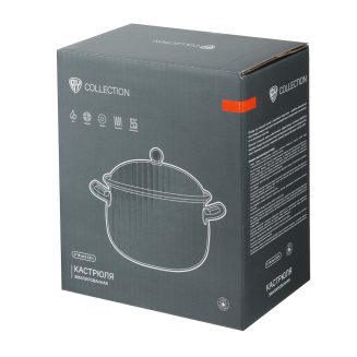 Кастрюля эмалированная, BY COLLECTION 18см, 2,8л, индукция, белый