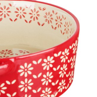 BY COLLECTION Форма для запекания и сервировки кругл глубок с ручк, керамика, 25,5х21х7см, 1,8л крас