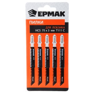 Пилки для эл.лобзика (HCS EU 75х3мм.) T-111C (дер., гр.рез.), 5шт. ЕРМАК