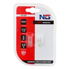 Лампа накаливания W5W T10, 12В 5Вт, 2шт/блистер (Original) NG