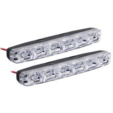 Дневные ходовые огни, LED 6шт., пласт. корп., 155мм, 12V, белый, 2шт. NEW GALAXY