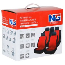 Авточехлы универсальные комфорт плюс 9 пр., MESH, PVC, 3 замка, Airbag, черный/красный NG