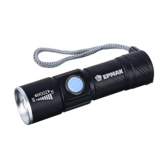 Фонарь, XPE, 3Вт, 150м, 1200мАч, 2,5х2,5х9,5см, 3 режима, алюминиевый сплав, 1 цвет ЕРМАК