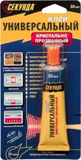 Универсальный клей &quot;СЕКУНДА&quot; 30 мл, кристально-прозрачный (10 шт. в шоу-боксе)