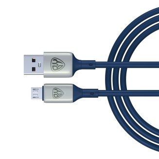 Кабель для зарядки Space Cable Pro Micro USB, 1м, Быстрая зарядка QC3.0, штекер металл, синий BY
