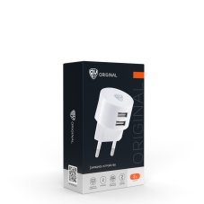 Сетевое зарядное устройство, 2xUSB, 2А, белый BY