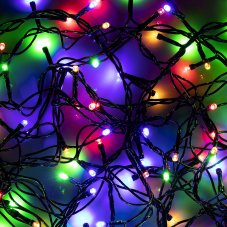 Уценка! Гирлянда эл. вьюн 10м, 200LED, мультицвет, 8 реж., ПВХ черный, коннектор, 220В СНОУ БУМ