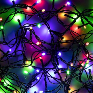 Уценка! Гирлянда эл. вьюн 10м, 200LED, мультицвет, 8 реж., ПВХ черный, коннектор, 220В СНОУ БУМ