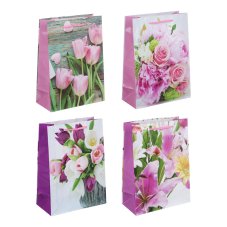 Пакет подарочный, бумажный, 17,5x24x8 см, 4 дизайна, весенние цветы LADECOR
