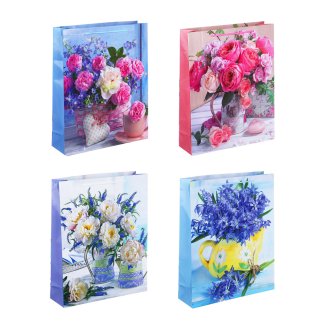 Пакет подарочный бумажный, 32x40x10 см, 4 дизайна, Букеты, арт 2 LADECOR