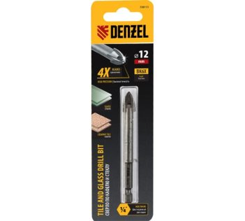 Сверло по керамической плитке 12 мм, крестовая пластина, 6-гр. хвостовик// Denzel