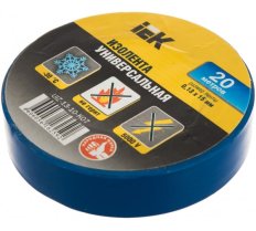 Изолента ПВХ 15х20м синяя IEK