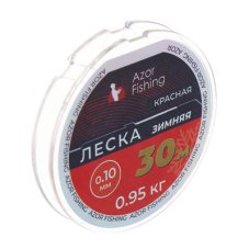 Леска зимняя, 30м, 0,10мм, 0,95кг, красная AZOR FISHING