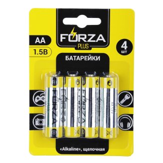 Батарейки 4шт, тип AA, &quot;Alkaline&quot; щелочная, BL FORZA
