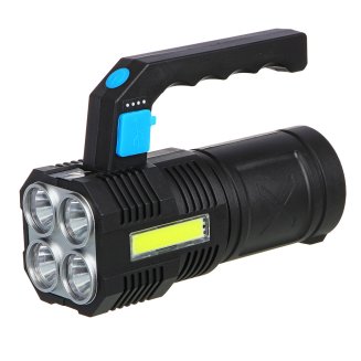 Фонарь прожектор, 4 LED + COB, 4 режима, 2000мАч, USB кабель, пластик ЕРМАК
