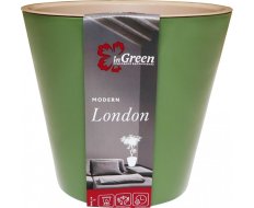 Горшок для цветов London D=160мм (1,6л) со вставкой, Олива, пластик ING6204ОЛ InGreen