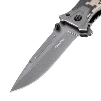Нож складной, многоцелевой, системы Liner-Lock, с накладкой G10 на прямой рук-ке+стеклобой// Denzel