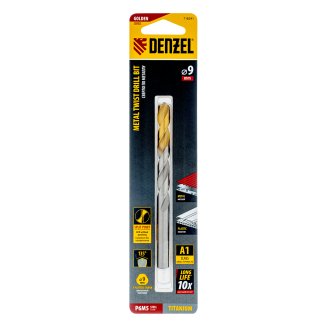 Сверло спиральное по металлу 9 x 125мм, Р6М5, Golden Tip // Denzel