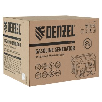 Генератор бензиновый Denzel PS-25, 2,5 кВт, 230В, 15л, ручной стартер