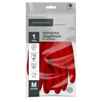 Перчатки защитные КЩС латексные, красн., ADM PROFESSIONAL, M