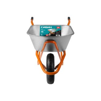 Тачка строительная СТ-12, 90 л, 180 кг, одноколесная, пневматические колеса, СИБИН (39904)