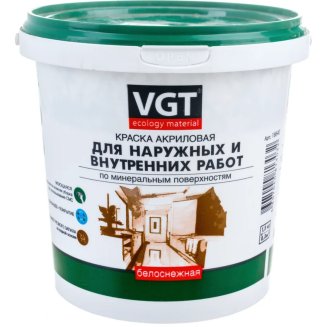 Краска вд фасад 1,5кг ВД-АК-1180 (белоснежная) ВГТ (6/336)