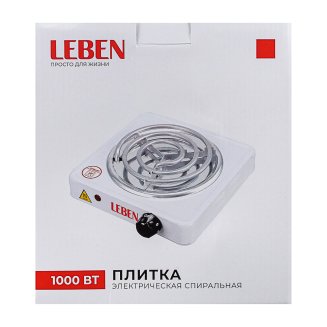 Плитка электрическая одноконфорочная 1000Вт нагр. эл. спираль d14см LEBEN