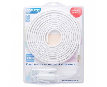Комплект Лента св/д+пульт ДУ 220V 12W/m 60Led/m IP44 RGB 5м 600lm/m SMD5050 10-52 APEYRON