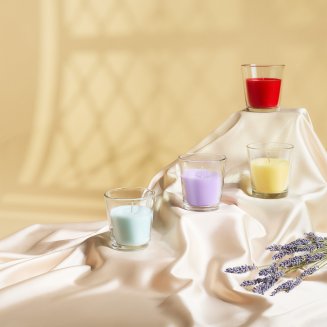 Свеча ароматизированная Glass, 85гр. ваниль, лаванда, спелые ягоды, хлопок NEW GALAXY