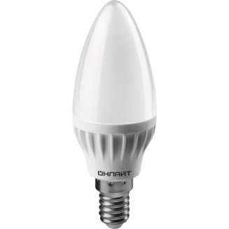 Лампа светодиодная LED 8вт E14 холод 6500К свеча ОНЛАЙТ