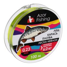 Леска "Лещ, Карась, Плотва", нейлон, 100м, 0,23мм, 6,0кг, зеленая AZOR FISHING