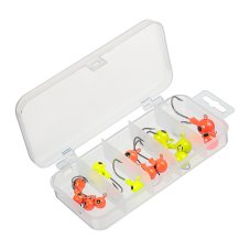 Набор разноцветных джиг головок в коробке, 15шт, 3,5,7,10,12гр AZOR FISHING