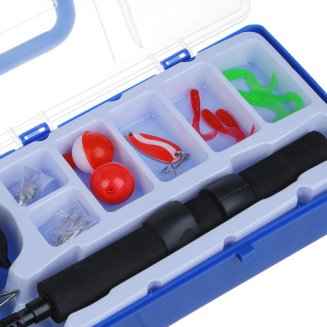 Набор рыбака в коробке с удочкой, катушкой и оснасткой, компакт AZOR FISHING