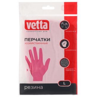 Перчатки хозяйственные с манжетой 38см, пара 100г, L VETTA