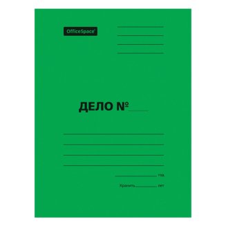 Скоросшиватель OfficeSpace &quot;Дело&quot;, картон мелованный, 300г/м2, зеленый, пробитый, до 200л.