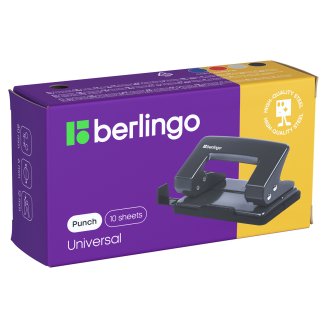 Дырокол Berlingo &quot;Universal&quot; 10л., металлический, черный, с линейкой